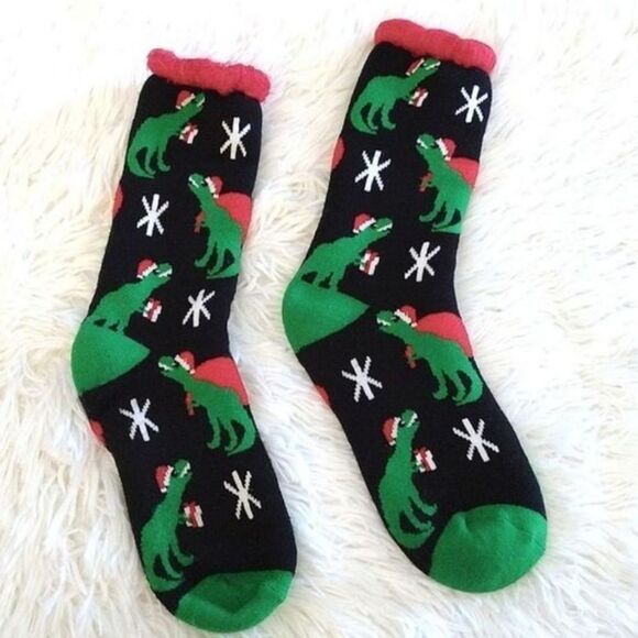 Hot Topic Dinosaurs and Muk Luks Gnomes Fleece Socks Bundle NEW - Picture 3 of 15